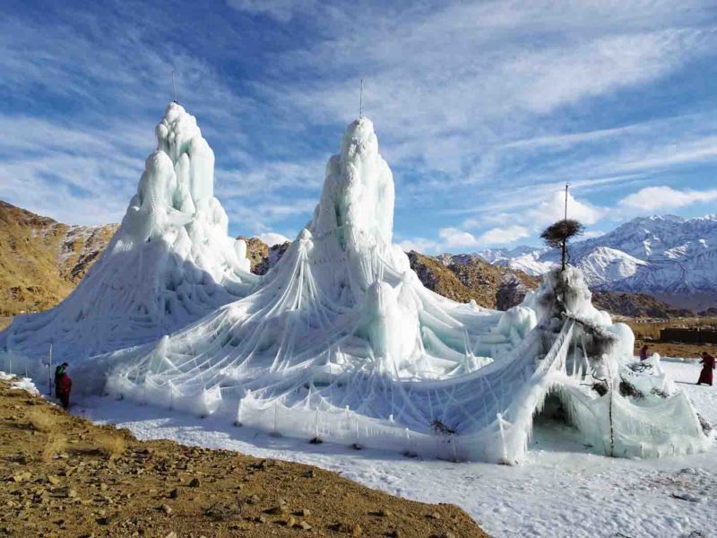 Genius Sonam Wangchuk has build many such artificial glaciers in Ladakh