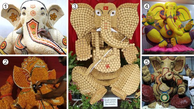 Ganesha idol made up of food items