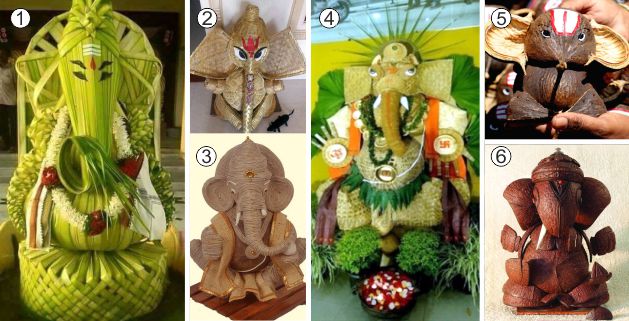 Eco friendly Ganesha idol made up of natural materials