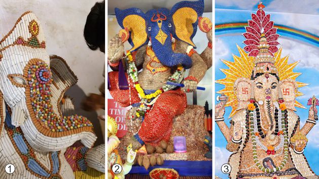 Creative Ganesha idols using various materials