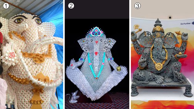 Ganesha idol made up of recycled / reused material