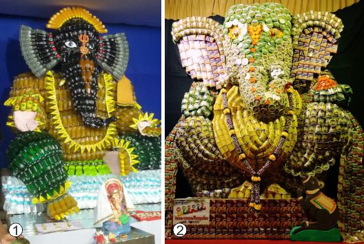 Ganesha idol made up of sponsored food items