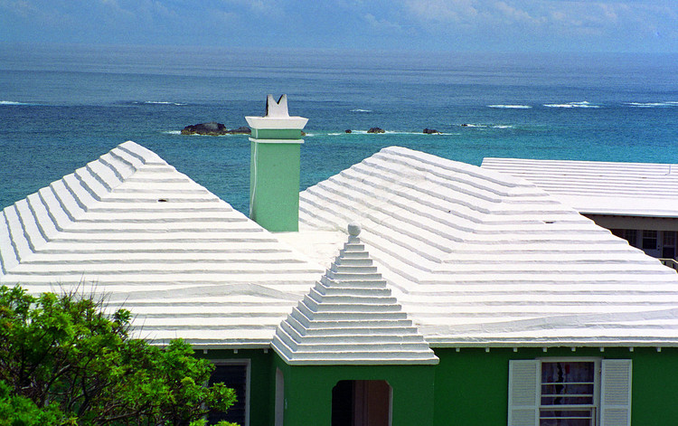 Houses in Bermuda have white stepped roofs for rainwater harvesting | Vicharoo