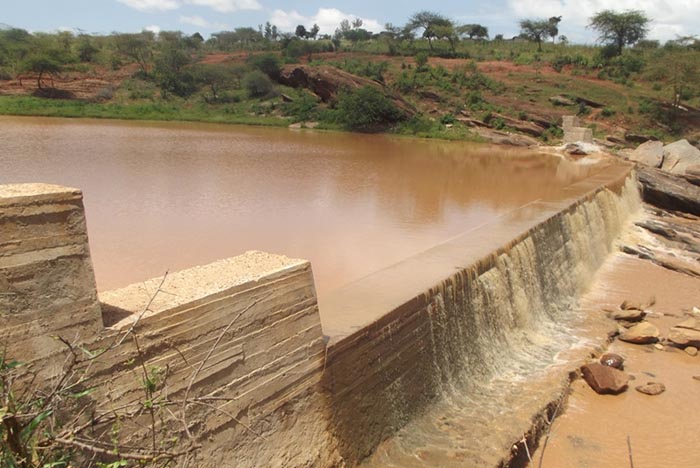 Real image of a sand-dam in Kenya used for rainwater harvesting