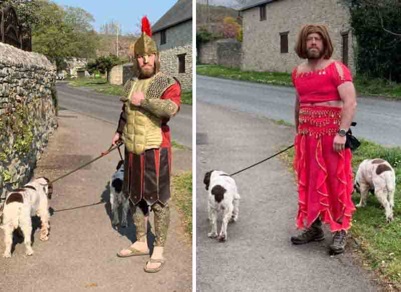 This man wears fancy dresses to make people smile during quarantine